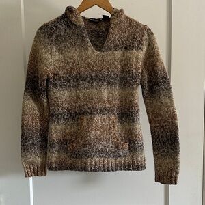 Women's V-Neck Sweater in Brown and Tan